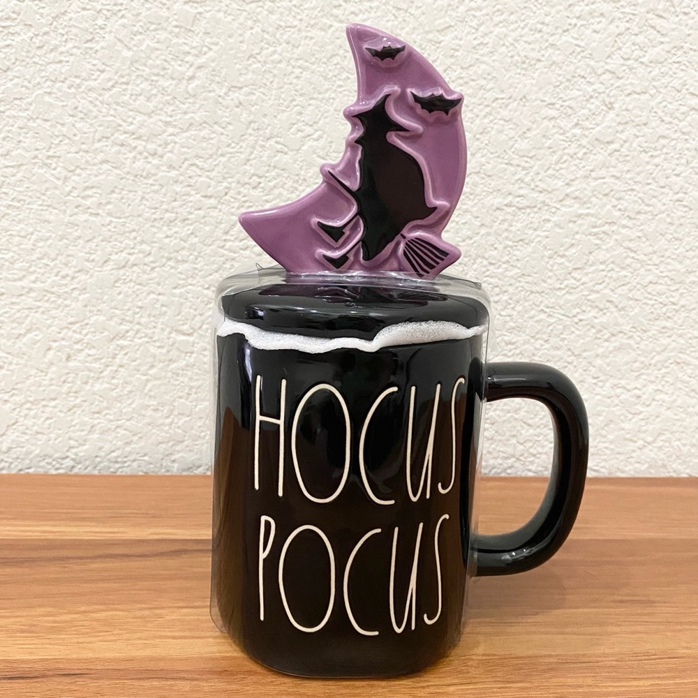 RAE DUNN Hocus Pocus Witch Topper Black Ceramic Halloween Mug
